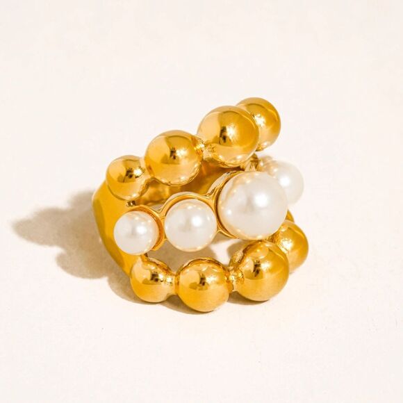 EMBERRA - GOLD 18K Gold Non-Tarnish Statement Ring Size 7 - Picture 4 of 5